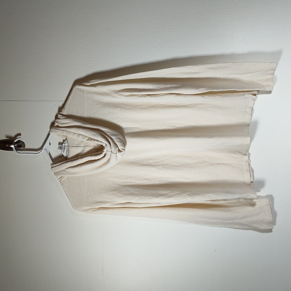 Club Monaco cream linen cotton pullover hoodie S - Picture 2 of 10